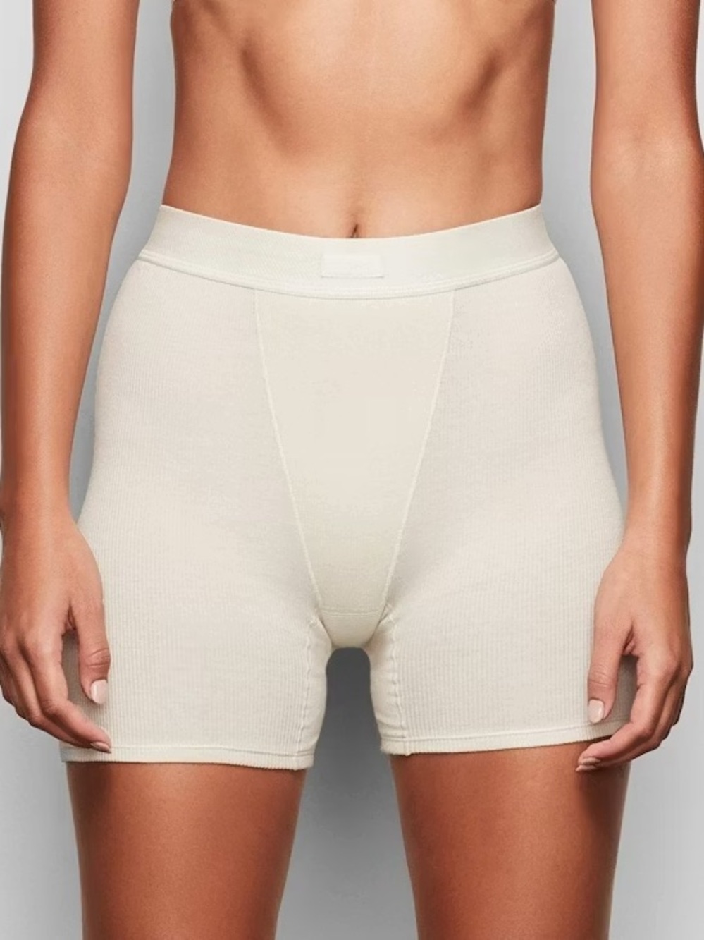 SKIMS COTTON RIBBED BOXER SHORTS